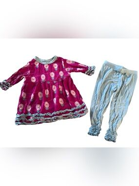 Kickee Pants Girls' Pink Floral Ruffle Set